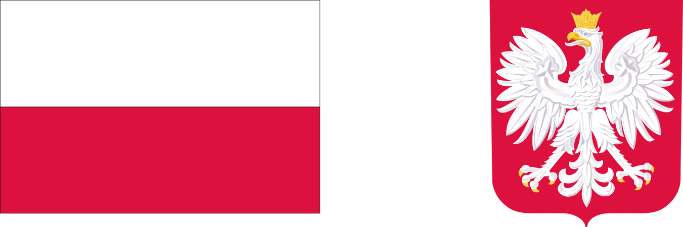 An image of the Polish flag and the government coat of arms 