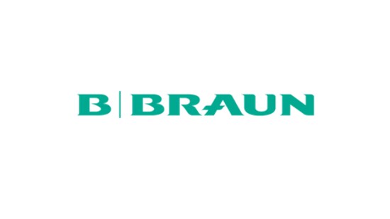 Braun logo featuring the text "B. BRAUN" in turquoise uppercase letters.
