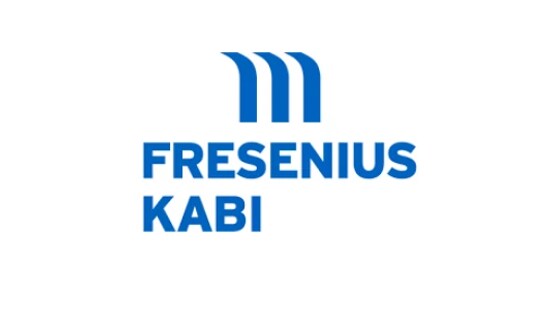 Fresenius Kabi logo displaying a blue stylized three-arch symbol above the words "FRESENIUS KABI" in blue uppercase letters