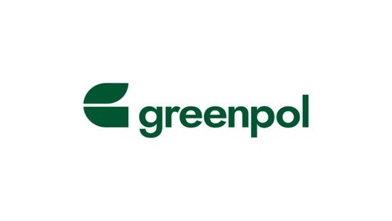 Greenpol logo featuring a green abstract leaf-shaped symbol beside the word 'greenpol' in lowercase green letters.