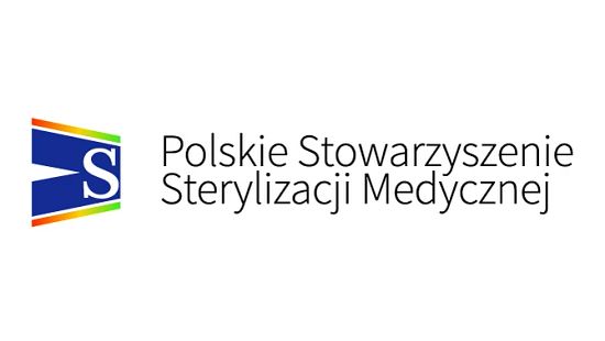Polskie Stowarzyszenie Sterylizacji Medycznej logo with a stylized blue “S” inside a multicolored geometric shape and organization name in black text.